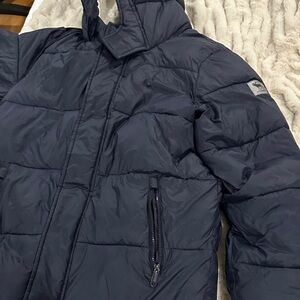 Abercrombie and Fitch Navy Puffer Jacket with sherpa lining